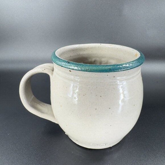 1998 La Crescent Mn Stoneware Pottery Coffee Mug Cup Gray Green Glaze Signed - Picture 11 of 16